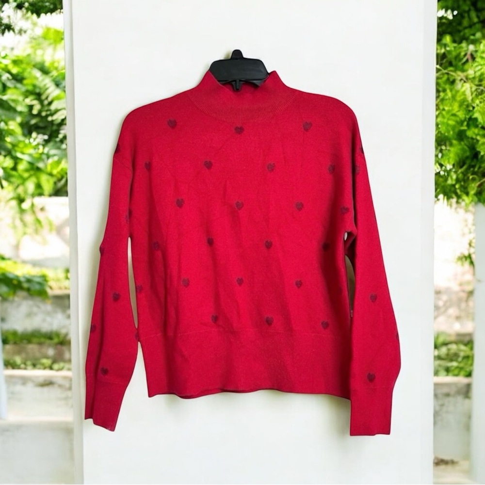 TRUTH by Republic Crew Neck Long Sleeve Pullover Hearts‎ Sweater Viscose Blend
